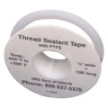 Pipe Thread Tape, 3.5Mils, 1/2" Wide, 36 yds