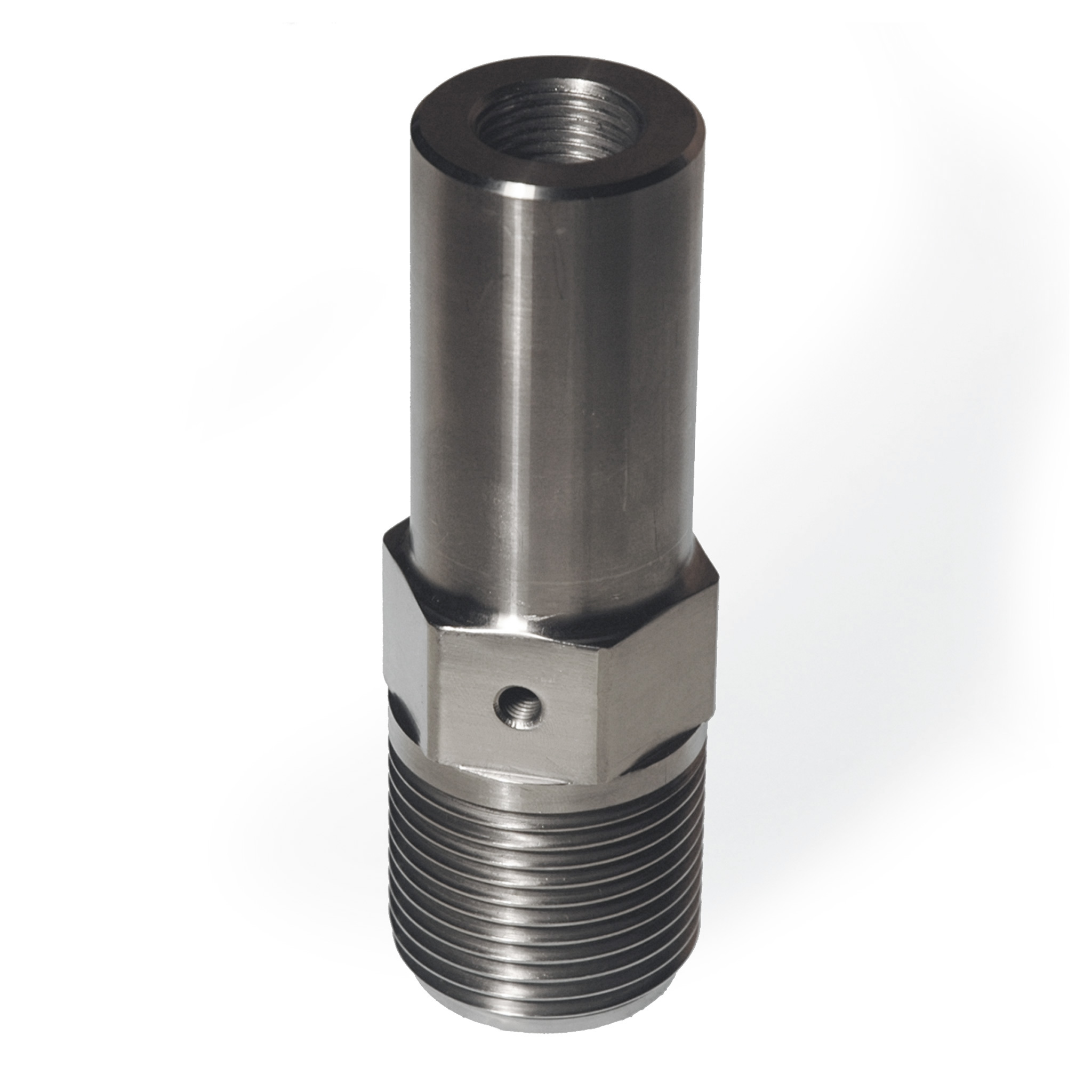 Nozzle Body, RT Style, GP, 8.25" Long, 1.5"-12 Thd, 27/32" RO with 1/4"-28 & 1/8"-27 NPT T/C Holes - Image 1