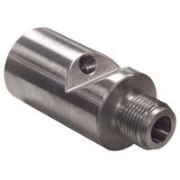 Nozzle Tip Adapter with Gas Port, 3-3/8" OAL 7/8-14 Male Thd, 7/8-14 Female Thd, 1/4-28 TC Hole