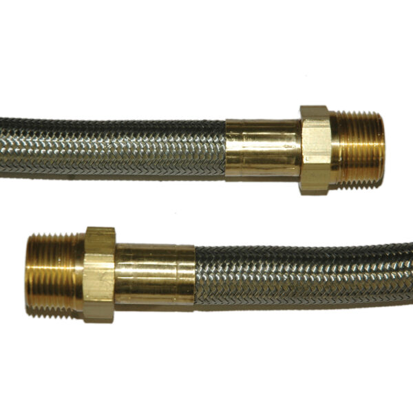 Hose, High Heat Resistant, PTFE, 4' Long, Swaged 3/4" Male NPT Fittings on Both Ends