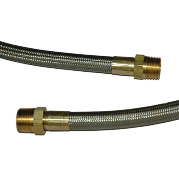 Hose, High Heat Resistant, PTFE, 6' Long, Swaged 3/4" Male NPT Fittings on Both Ends