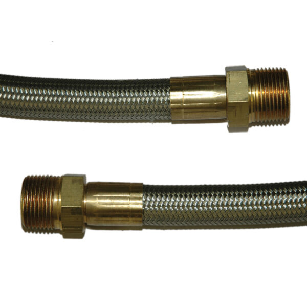 Hose, High Heat Resistant, PTFE, 12' Long, Swaged 3/4" Male NPT Fittings on Both Ends