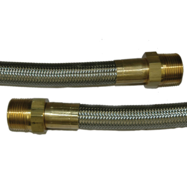 Hose, High Heat Resistant, PTFE, 8' Long, Swaged 3/4" Male NPT Fittings on Both Ends