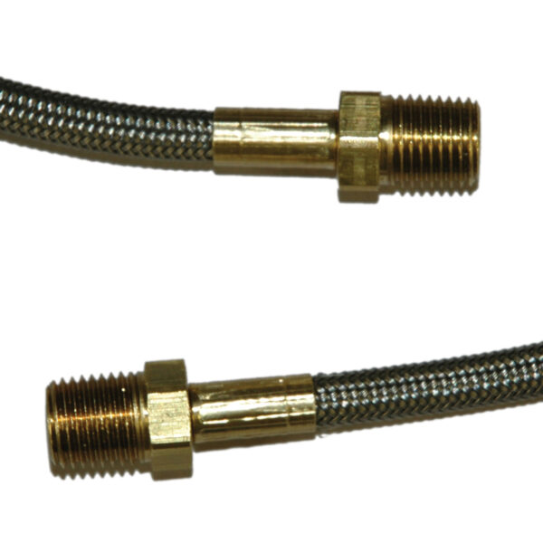 Hose, High Heat Resistant, PTFE, 6' Long, Swaged 1/4" Male NPT Fittings on Both Ends
