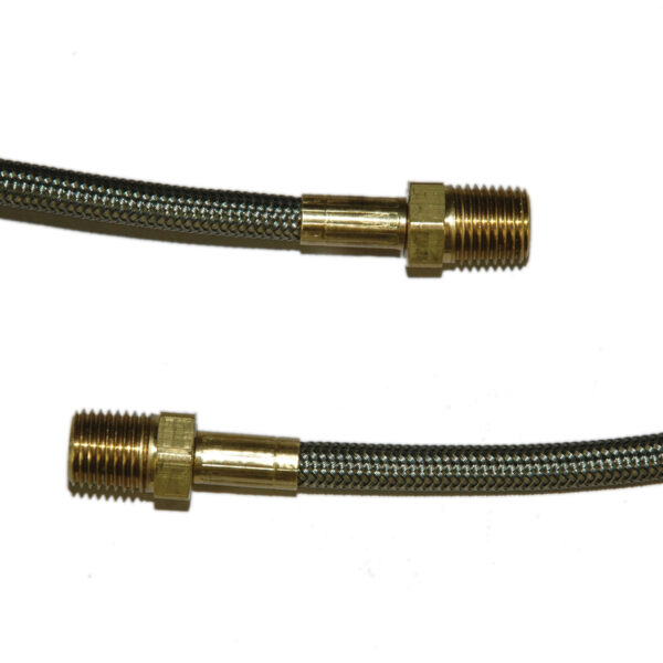Hose, High Heat Resistant, PTFE, 10' Long, Swaged 1/4" Male NPT Fittings on Both Ends