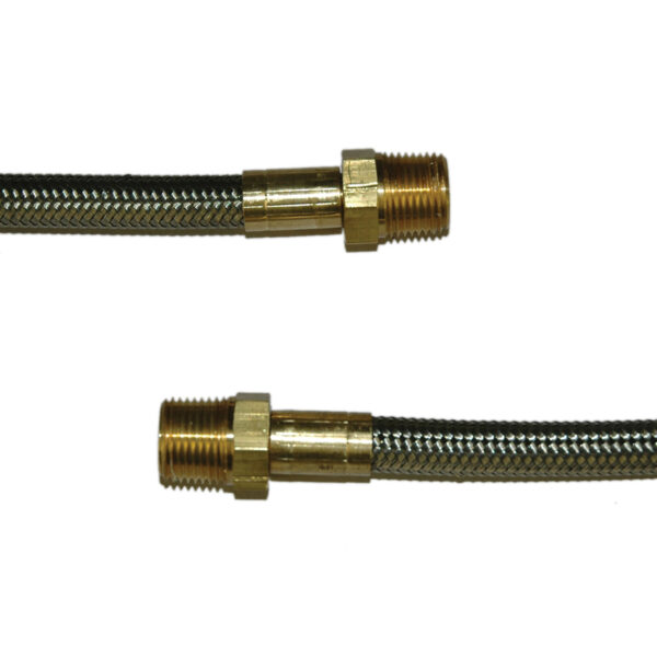 Hose, High Heat Resistant, PTFE, 6' Long, Swaged 3/8" Male NPT Fittings on Both Ends