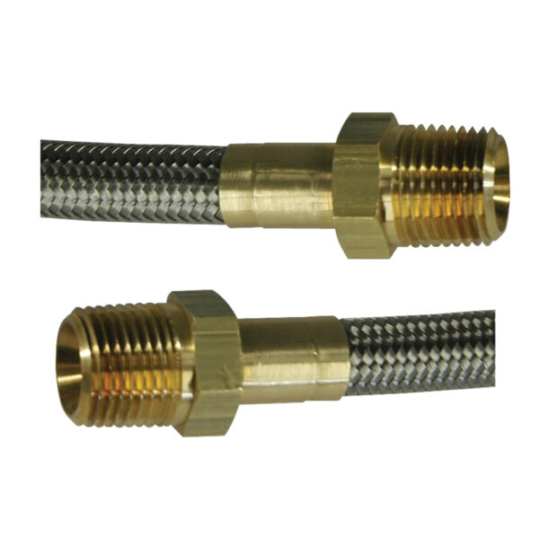 Hose, High Heat Resistant, PTFE, 8' Long, Swaged 1/2" Male NPT Fittings on Both Ends