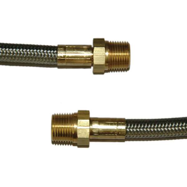 Hose, High Heat Resistant, PTFE, 12' Long, Swaged 3/8" Male NPT Fittings on Both Ends