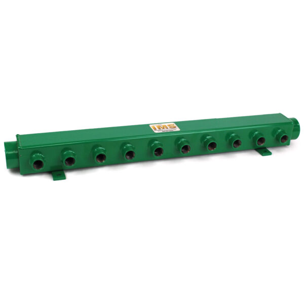 Manifold, Water, Steel, HV-ST Series (2) 1-1/2" NPT Inlet/Outlet, (10) 1/2" NPT Ports, 25-1/4" OAL