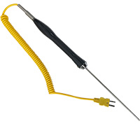 Piercing End Probe, 6" Stainless Steel Probe, 6" Handle, 24" Coiled Cord, with Male Plug