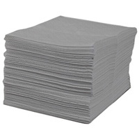 Absorbent Pads, Water & Oil, Middle Weight, 16" x 20", Grey. 100 Pads Per Bag, Absorbs 23 Gallons