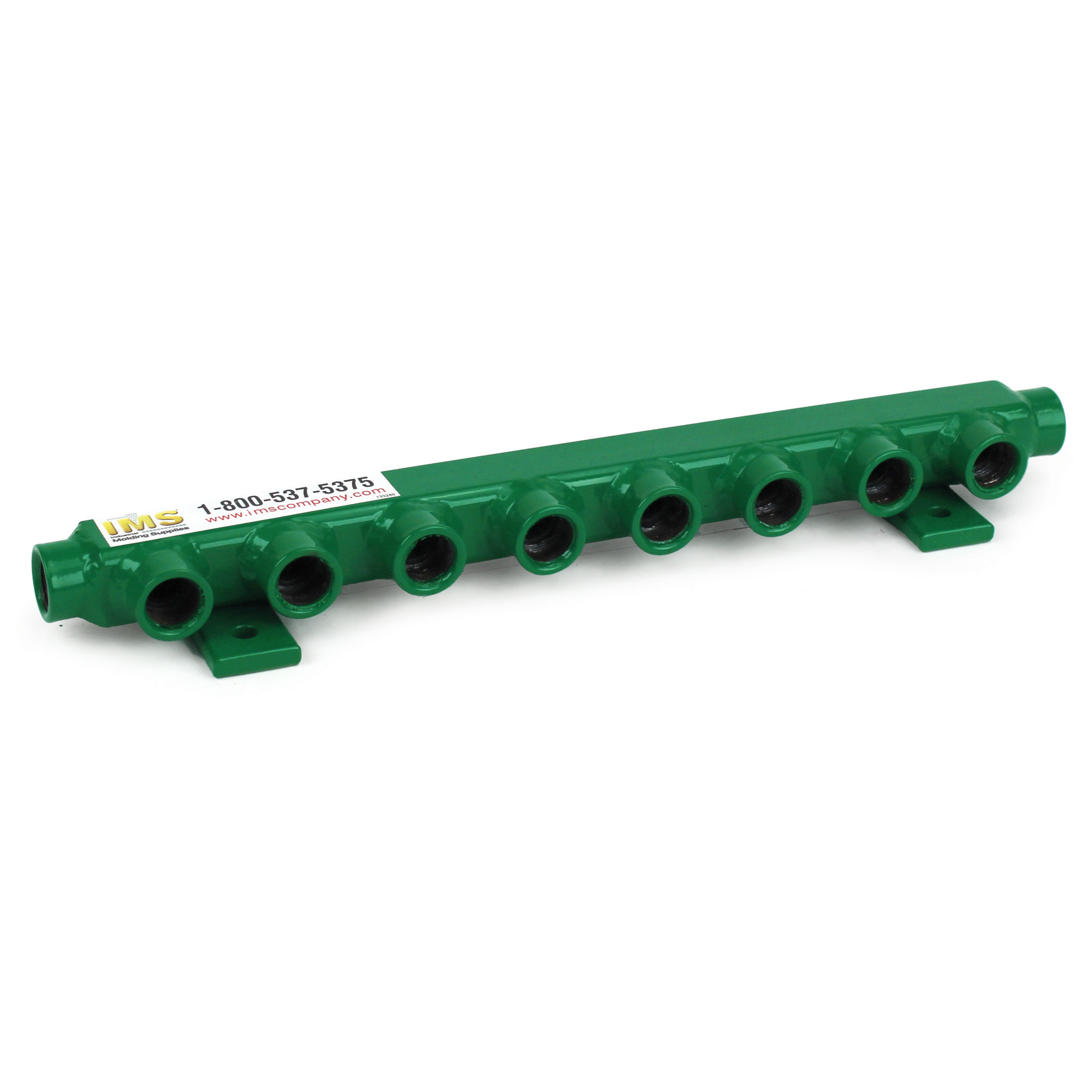 Manifold, Water/Air, Steel, IMS "Minifold" (2) 3/8" NPT Inlet/Outlets, (8) 3/8" NPT Ports, 13-3/8" OAL - Image 1