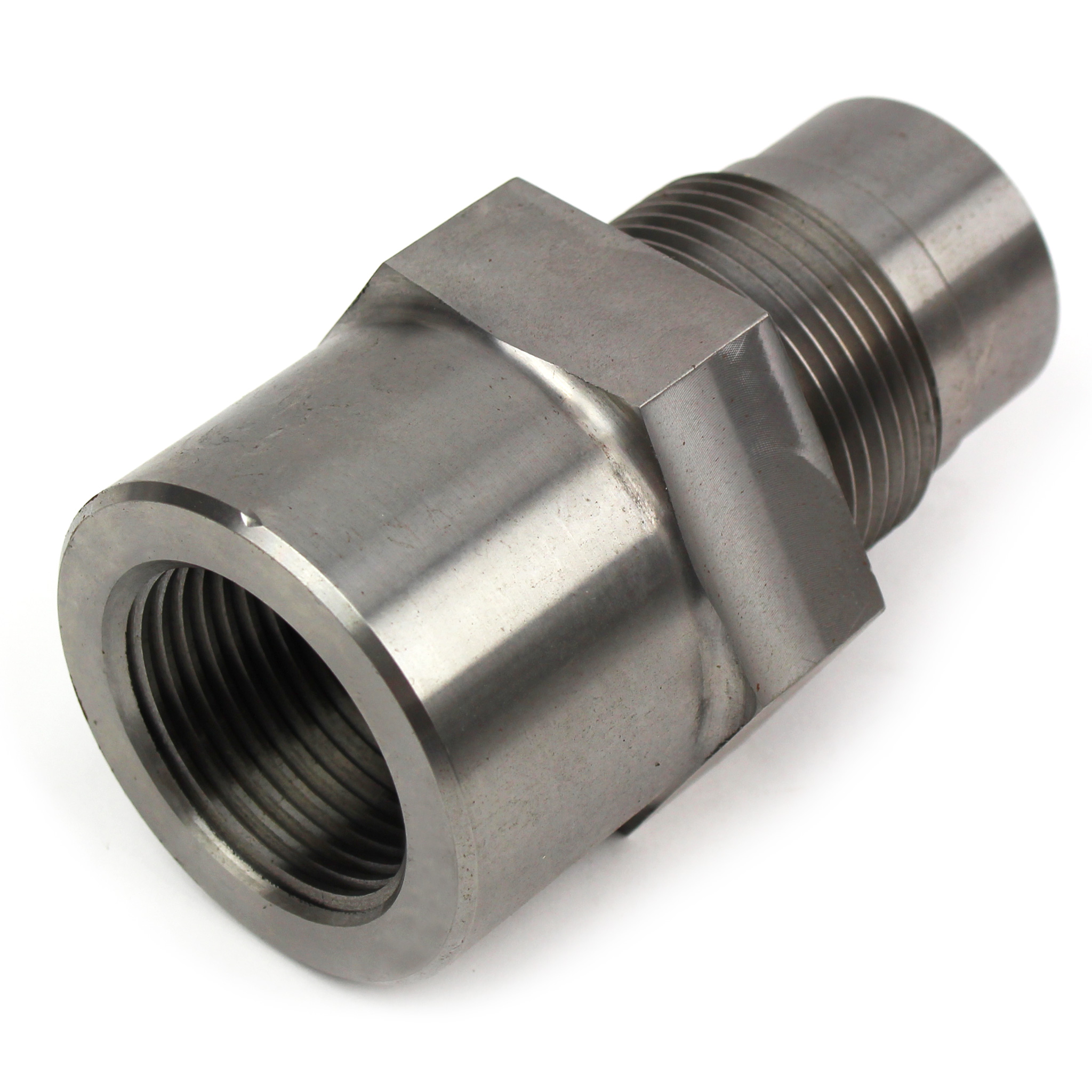 Nozzle Thread Adapter, 1-1/2"-12 Male Thd 3/4" RO, 1.1" Thd Length, 1-3/4"-8 Female Thd, Mitsubisi - Image 1