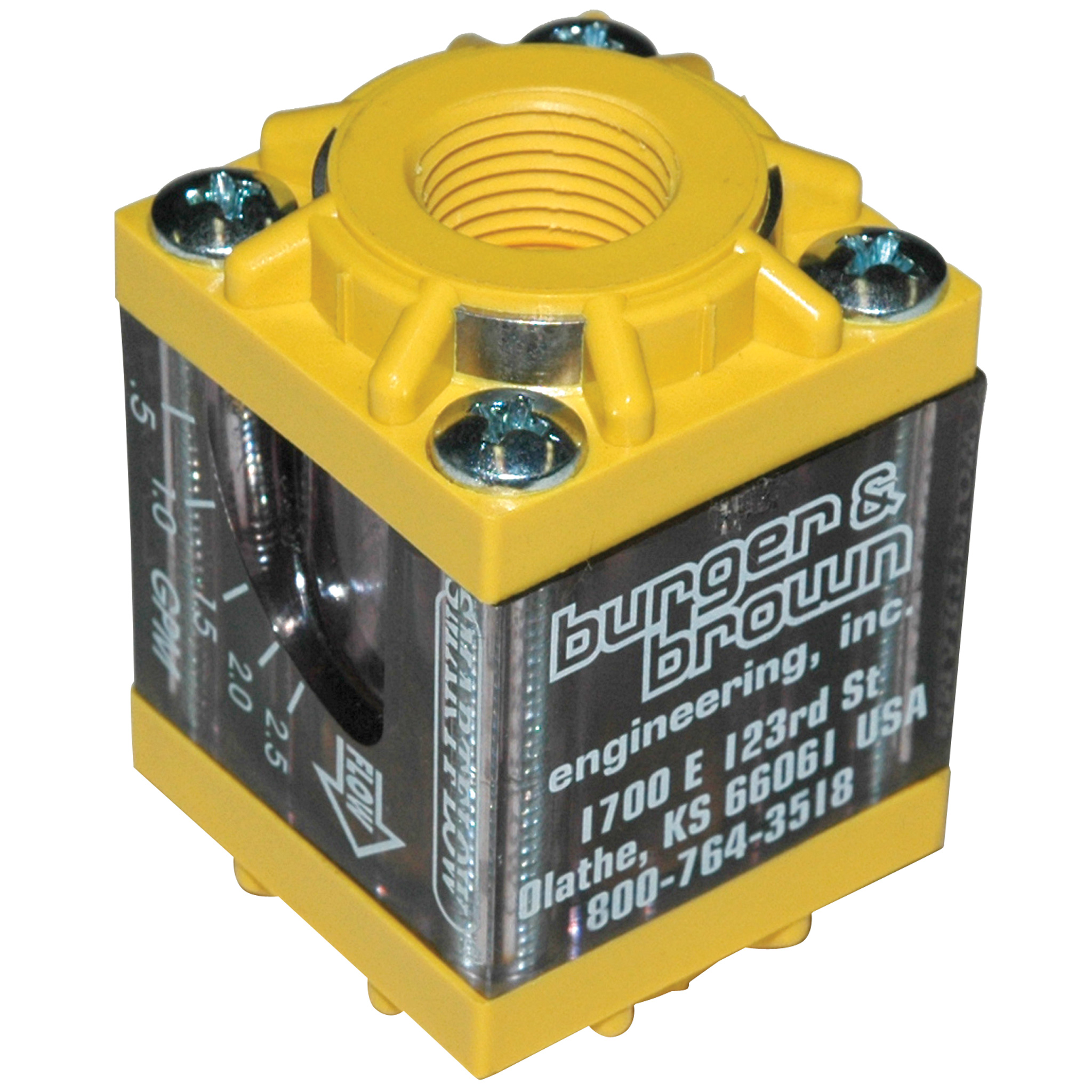 Flowmeter, 3/8" NPT Inlet and Outlet, 2.5 gpm, Nylon End Caps - Image 1