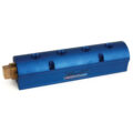 Manifold, Blue Aluminum, (2) 1-1/2″ Inlets and (4) 1/2″ Ports, with (1) Bronze End Plug