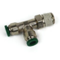 Push to Connect Tube Fitting, Run Tee, Male Swivel, 1/4″ OD Tube, 1/8″ NPT