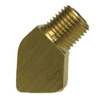 Street Elbow, 45 Degree, Brass Mold Fitting 1/4" NPT Male x 1/4" NPT Female - Barstock