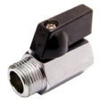 Ball Valve, Miniature, Male x Female, 1/4″ NPT, Chrome Plated Brass Body