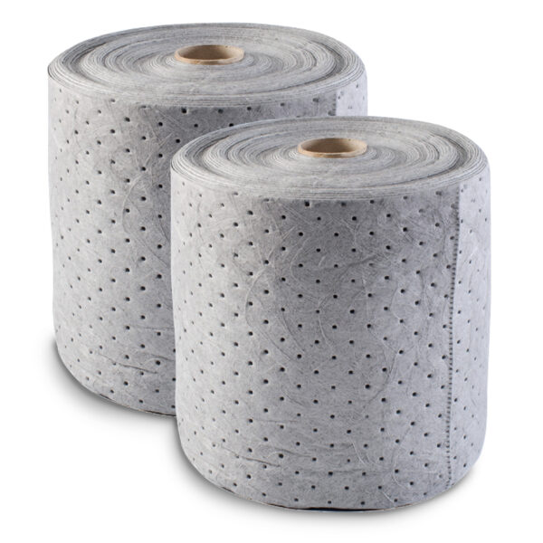 Absorbent Track Pad, Water & Oil, Heavy Weight, Horizontal Perforations, 2-Roll Bale, 15" Wide x 150' Long Per Roll, Grey.