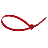 Cable Tie, Nylon, 4" Overall Length, 18 lb Minimum Tensile Strength, 100 Per Bag, Color: Red