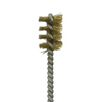 Brass Bristle, Power Driven (Single Spiral) Tube Brush, 5/8" Brush Diameter, 12" Length