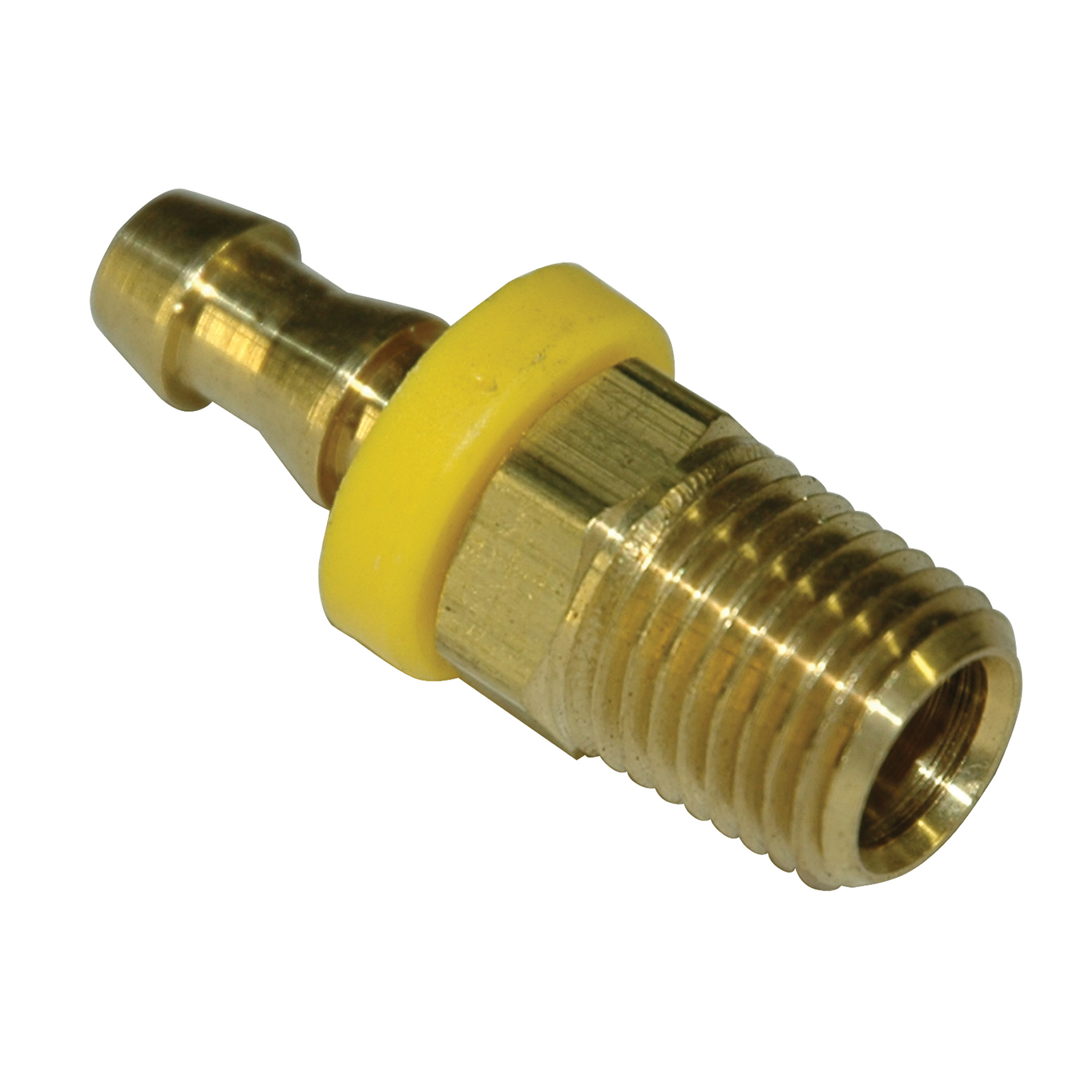 Hose Barb, 1/4" Inside Diameter Push-On, 1/4" Male NPT, Brass - Image 1