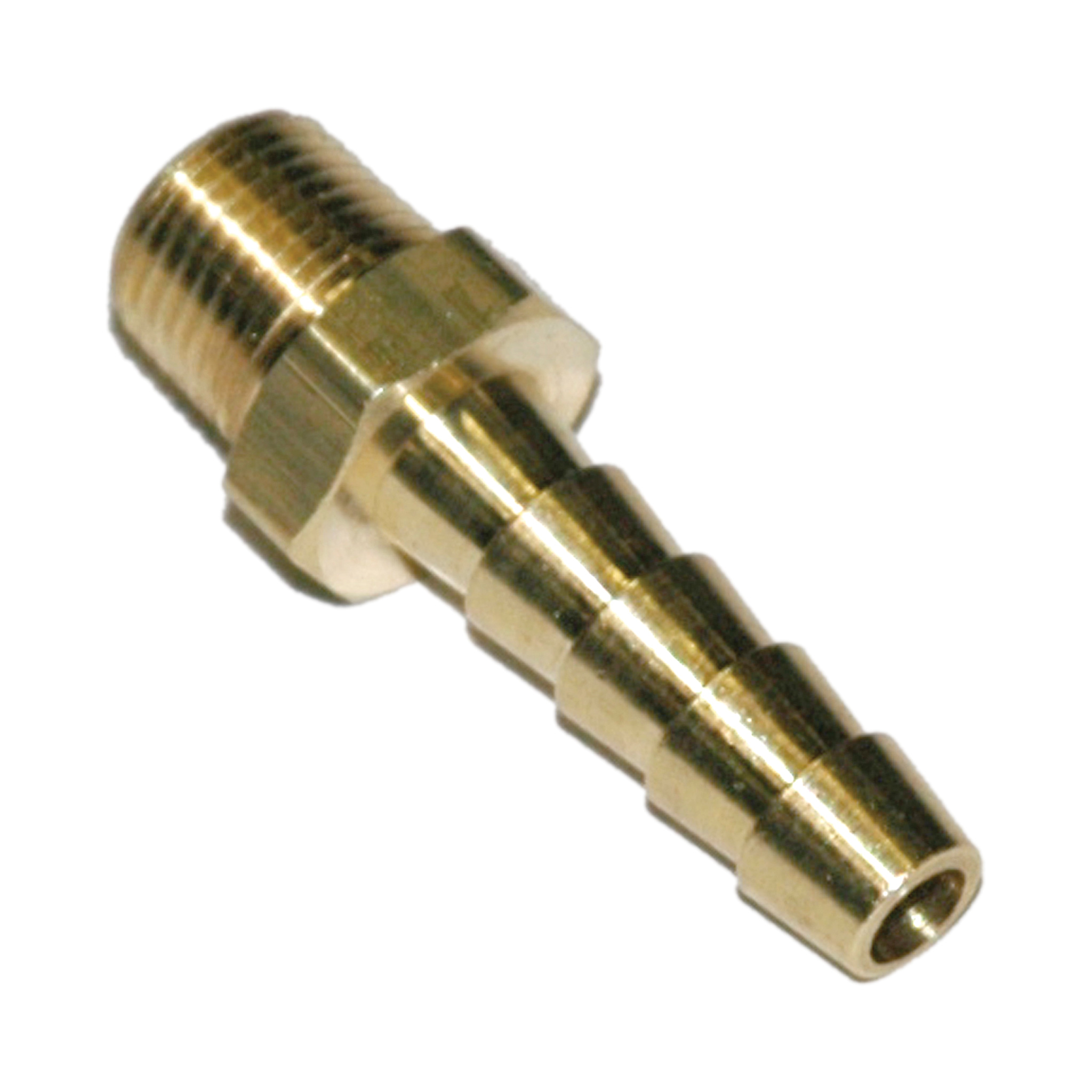 Hose Barb, 1/4" Inside Diameter Hose, 1/8" Male NPT, Straight, Brass - Image 1