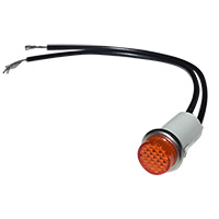 Indicator Light, Amber, 250 V, 1/2 Watt, 6" Leads (22 Awg), Push-Type Light