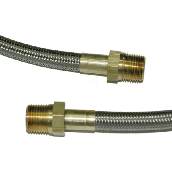 Hose, High Heat Resistant, PTFE, 4' Long, Swaged 1/2" Male NPT Fittings on Both Ends