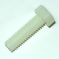 Screw, Hex Head Cap Screw, 3/8"-16 Thread, 1-1/4" Long, Nylon or Equivalent