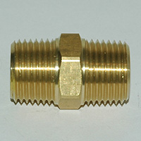 Hex Nipple, Brass Mold Fitting 1/2" NPT Male x 1/2" NPT Male