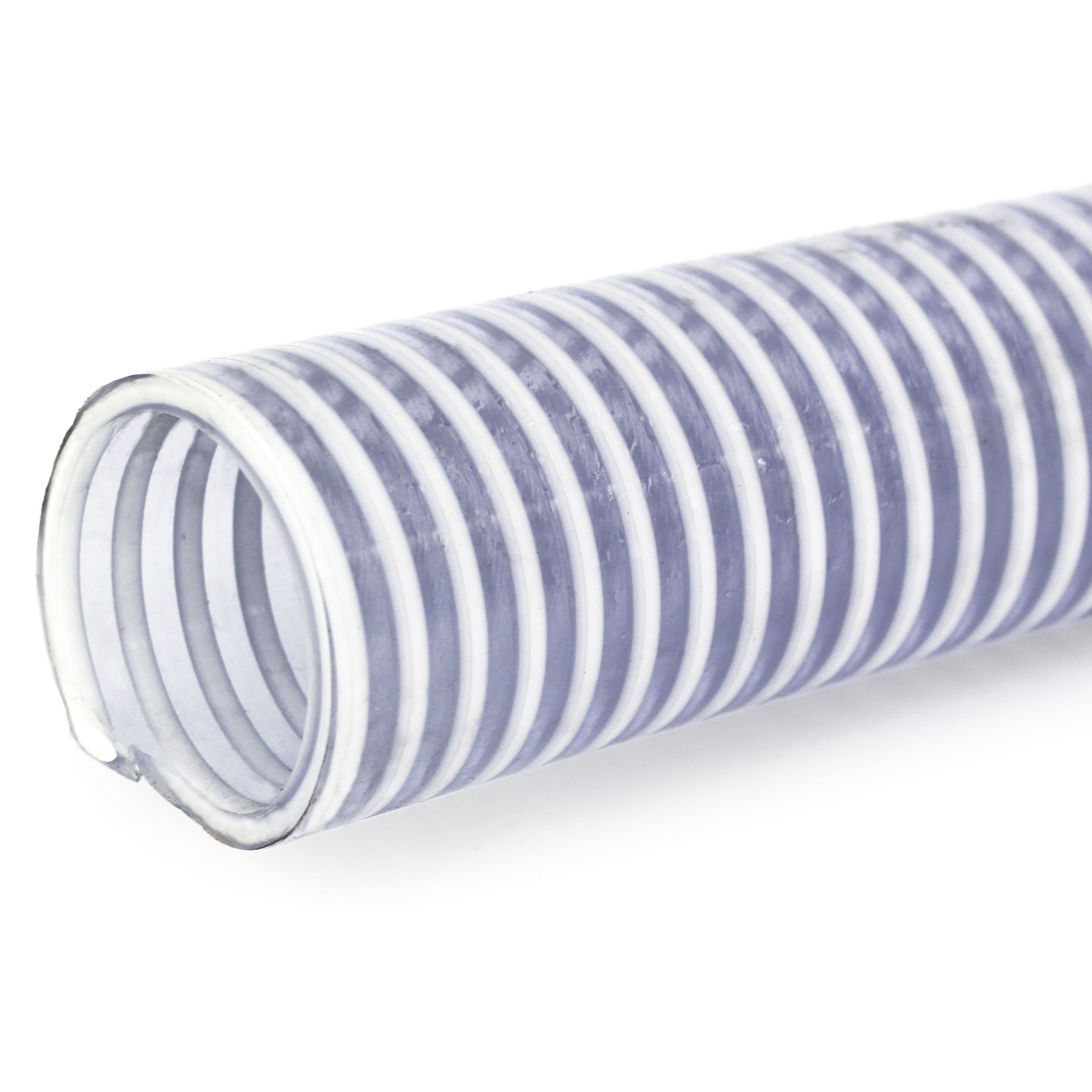 Loader Hose, 1" ID, Smooth Cover, Clear Wall, White Helix Reinforced PVC & Seamless Smooth Bore - Image 1