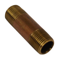 Pipe Nipple, 1/2" NPT, 2-1/2" Length, Brass