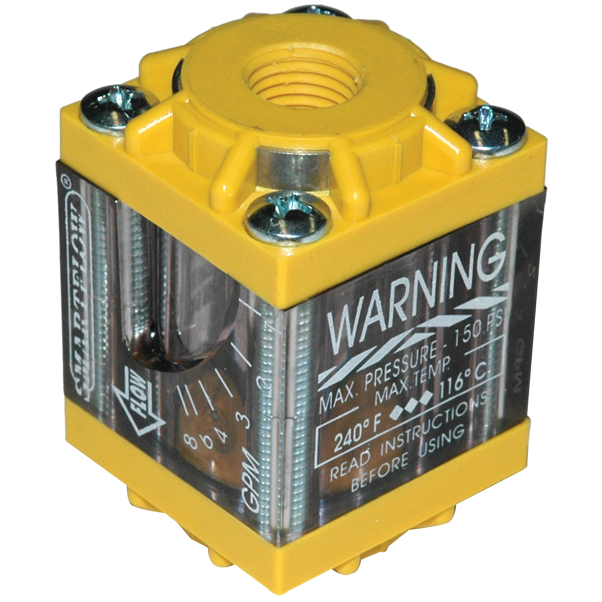 Flowmeter, 1/4" NPT Inlet and Outlet, 8.0 gpm, Nylon End Caps - Image 1