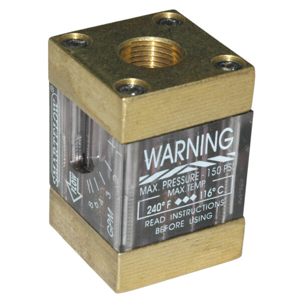 Flowmeter, 3/8" NPT Inlet and Outlet, 8.0 gpm, Brass End Caps