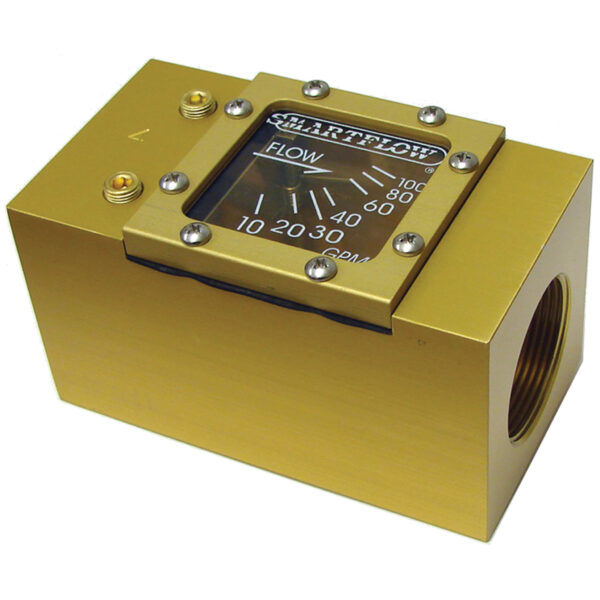 Flowmeter, 1-1/2" NPT Inlet and Outlet, 100 gpm, Aluminum Body
