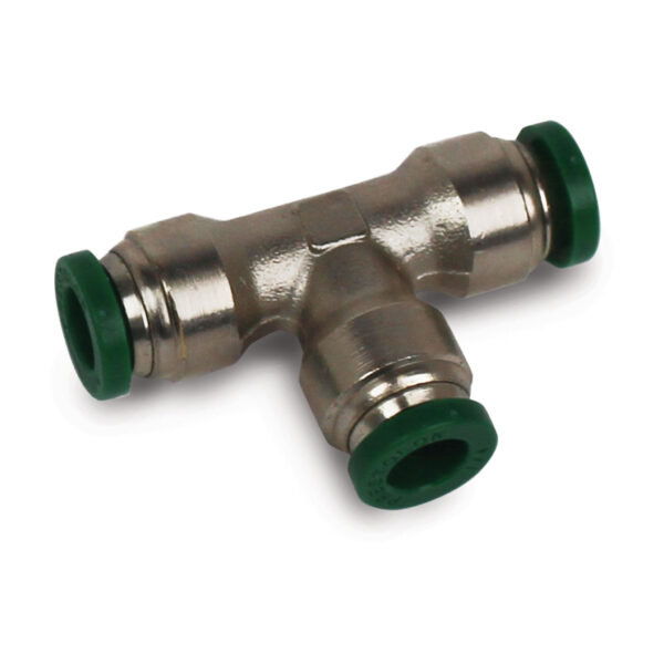Push to Connect Tube Fitting, Union Tee, 1/4" OD Tube to 1/4" OD Tube