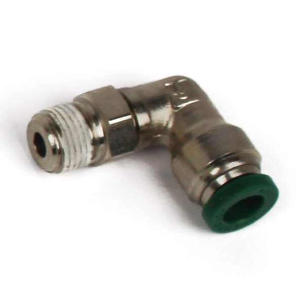 Push to Connect Tube Fitting, Elbow, Male Swivel, 1/4" OD Tube to 1/4" NPT