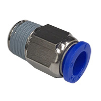 Push to Connect Tube Fitting, Connector, Male, 8mm OD Tube, 1/4" BSPP